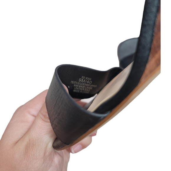 Sole Society Women's Kiah Leather Ankle Strap Wedge Sandals Black Size 9M / 40 - Picture 7 of 8